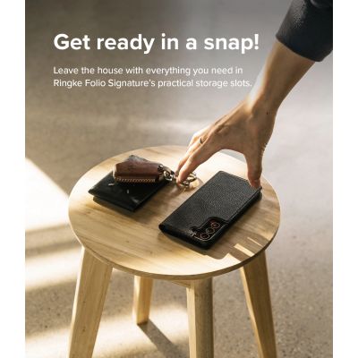 8. Ringke Folio Signature Flip Leather Case für Samsung Galaxy S22+ (S22 Plus) Schwarz (FSS118R262)