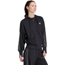 Damen-Sweatjacke adidas Seasonal Essentials Animal Print 3-Stripes Full-Zip Hooded Schwarz KS8002
