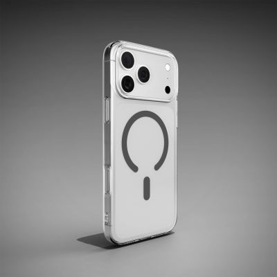 9. Puro Lite Mag TPU+PC Hülle kompatibel mit MagSafe für iPhone 17 Pro - Transparent mit grauem Ring