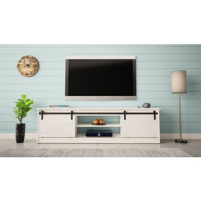 5. GRANERO TV-Schrank 200x56,7x35 weiß/weiß glänzend