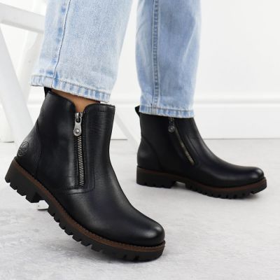 6. Schwarze Damen-Leder-Boots im Worker-Stil Rieker 78556-00