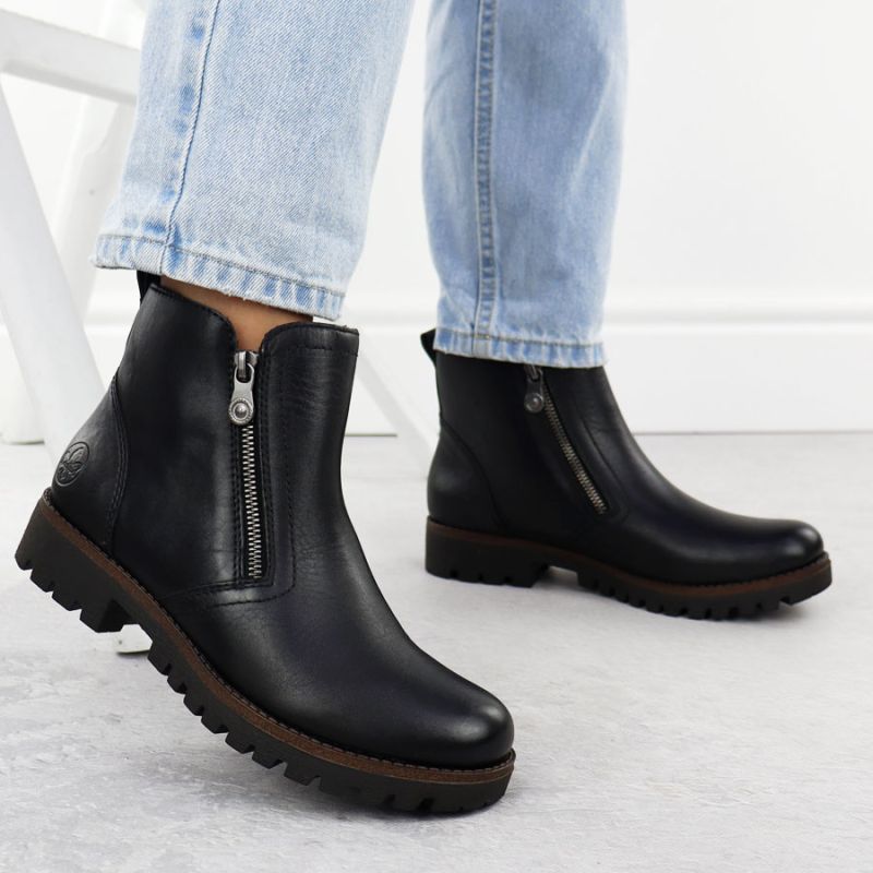 6. Schwarze Damen-Leder-Boots im Worker-Stil Rieker 78556-00
