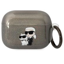 Karl Lagerfeld KLAPHNKCTGK Airpods Pro Cover schwarz/schwarz Gliter Karl&Choupette