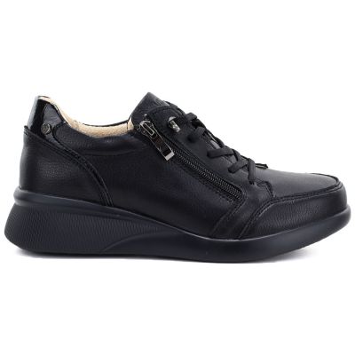 2. Bequeme, schwarze Keilschuhe aus Leder für Damen, Vinceza 79644