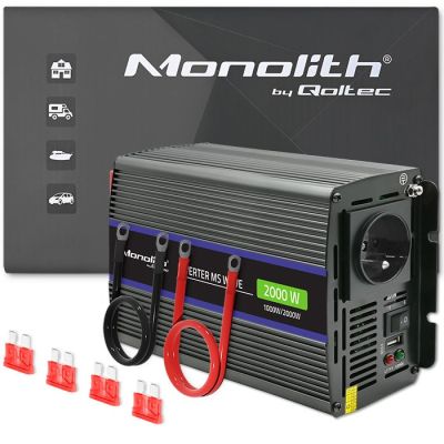14. Qoltec Monolith 2000 MS Wave Spannungswandler | 12 V auf 230 V | 1000/2000 W | USB
