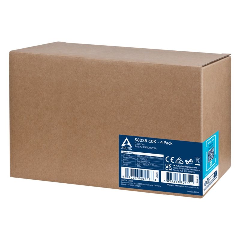 6. ARCTIC S8038-10K Prozessorlüfter 8 cm Schwarz 4 Stück.