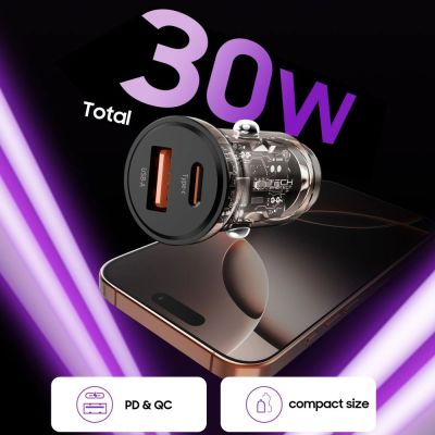 4. Tech-Protect CC01 30W 2-Port USB-A / USB-C Kfz-Ladegerät – Schwarz