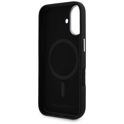 7. Karl Lagerfeld Saffiano Vollständig umwickelte längliche Metalllogo-MagSafe-iPhone 16-Hülle - Schwarz