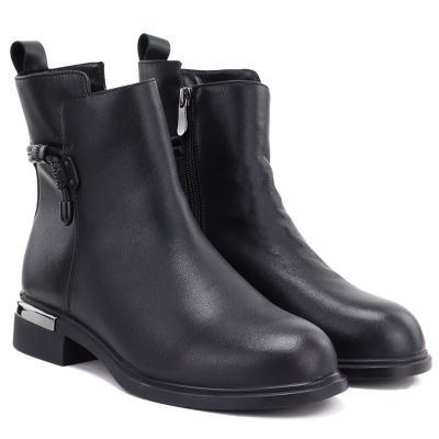 4. Schwarze Damen-Ankle-Boots aus Leder D&A S.Barski MK62-7025
