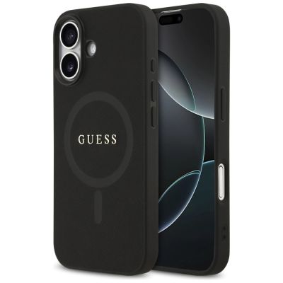 Guess Saffiano Classic Logo MagSafe Hülle für iPhone 17 - Schwarz