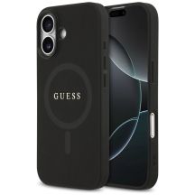 Guess Saffiano Classic Logo MagSafe Hülle für iPhone 17 - Schwarz