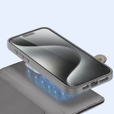 6. Dux Ducis Lawa Lederhülle für iPhone 15 Pro - Grau