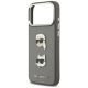 6. Karl Lagerfeld FW Grained Karl & Choupette Heads Pins & Logo iPhone 17 Pro Max Hülle - Grau
