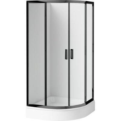 Halbrunde Duschkabine mit Duschwanne 80x80 cm