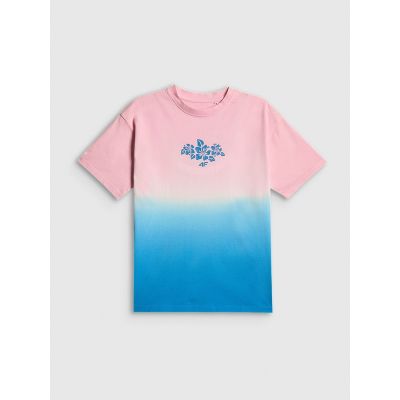 6. Locker geschnittenes Mädchen-T-Shirt mit Aufdruck 4F 4FJRSS26TTSHF4186-91A
