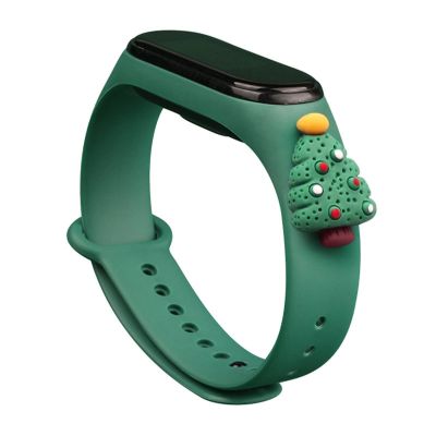 Strap Xmas für Xiaomi Mi Band 3 / 4 Weihnachts-Silikonarmband mit Weihnachtsbaum - Dunkelgrün