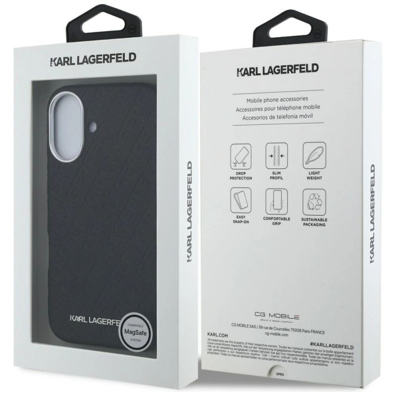 8. Karl Lagerfeld FW Stamped Karl MagSafe iPhone 16 Hülle - Schwarz