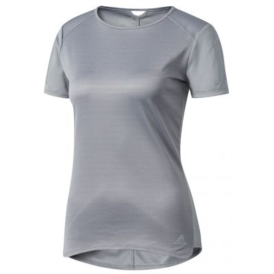 adidas Response Short Sleeve Tee Damen Laufshirt in Grau, mit der climacool Technologie für Abkühlung