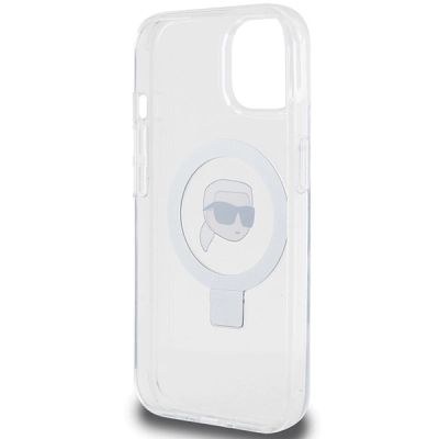 7. Karl Lagerfeld KLHMP15SHMRSKHH iPhone 15 6,1" weiß/weiß Hardcase Ring Stand Karl Head MagSafe