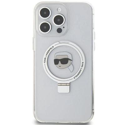 3. Karl Lagerfeld KLHMP15LHMRSKHH iPhone 15 Pro 6,1" weiß/weiß Hardcase Ring Stand Karl Head MagSafe