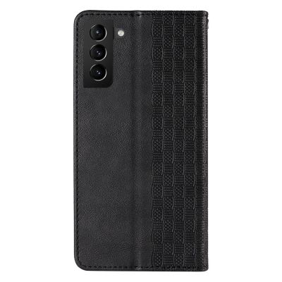 5. Magnetband Hülle Hülle für Samsung Galaxy S22+ (S22 Plus) Tasche Geldbörse + Mini Lanyard Anhänger Schwarz