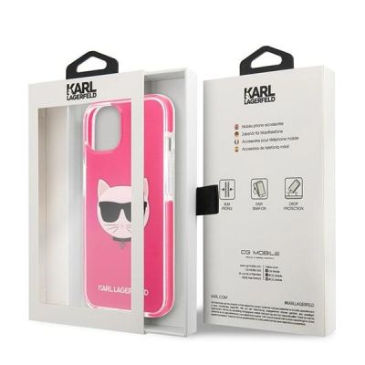 8. Karl Lagerfeld Choupette Head Hülle für iPhone 13 mini – Fuchsia