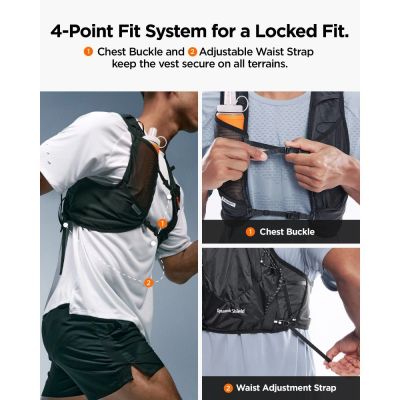 6. Spigen A721 Dynamic Shield ML Laufweste mit 500 ml Trinkflasche – Schwarz