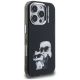 4. Karl Lagerfeld IML Aquarelle Karl & Choupette & Logo iPhone 16 Pro Hülle Schwarz