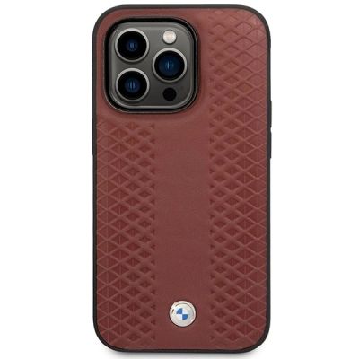 3. Hülle BMW BMHMP14L22RFGR iPhone 14 Pro 6.1" Burgund/Burgund Leder Rautenmuster MagSafe