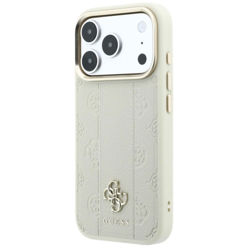 10. Guess Stripe Peony 4G Logo MagSafe Hülle für iPhone 18 Pro Max / 17 Pro Max – Beige