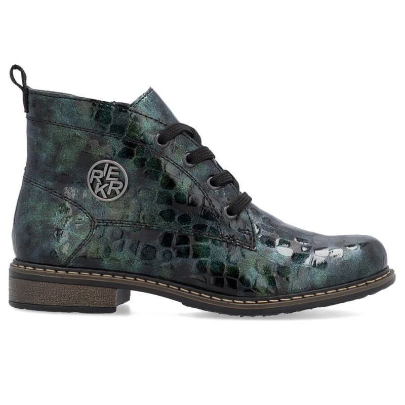 25. Damen-Lackstiefeletten in grüner Kroko-Optik Rieker 71205-90