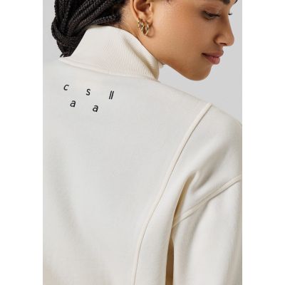 10. CASALL Bequemer Pullover mit durchgehendem Reißverschluss weiß
