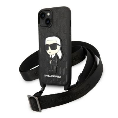 Karl Lagerfeld KLHCP14SSTKMK iPhone 14 6.1" schwarz/schwarz Hardcase Monogram Ikonik Patch