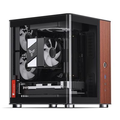7. Jonsbo TK-0 PC-Gehäuse, Mini-Tower, Mini-ITX, gehärtetes Glas, Holz – schwarz
