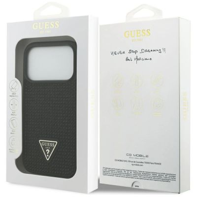 8. Guess Strass Dreieck Logo Hülle für iPhone 17 Pro - Schwarz
