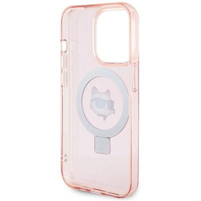 7. Karl Lagerfeld KLHMP15LHMRSCHP iPhone 15 Pro 6,1" rosa/rosa Hardcase Ringständer Choupette Head MagSafe