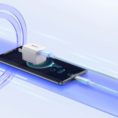 10. Baseus Explorer 100W USB-C - USB-C-Kabel mit intelligentem Temperatursensor 1m - Blau