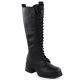 6. Damen-Lederstiefel im Offiziersstil mit Schnürung und Blockabsatz, schwarz, Vinceza 66804