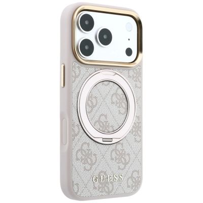 4. Guess Ring Stand 360 4G Classic Logo MagSafe Hülle für iPhone 17 Pro Max / 18 Pro Max - Pink