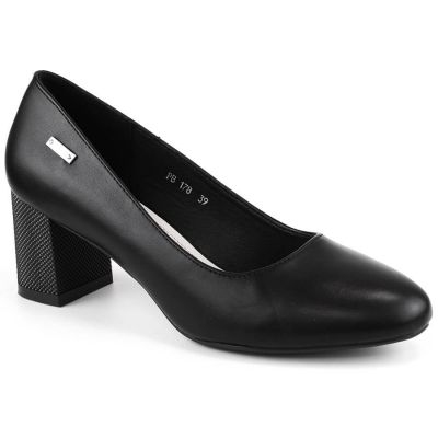 15. Sergio Leone W SK314A schwarze Pumps mit dekorativem Blockabsatz