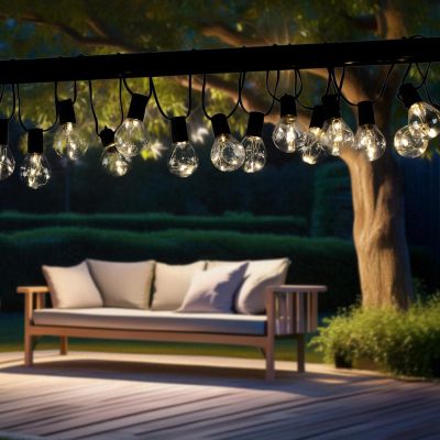 20. Lichterkette für den Außenbereich, 20 Glühbirnen, 100 LEDs, 5,8 m, 230 V