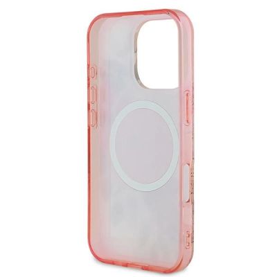 7. Guess IML Flower & Tonal Circle MagSafe Hülle für iPhone 16 Pro Max – pink
