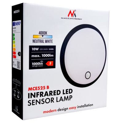9. MACLEAN LED-Lampe mit Bewegungsmelder (PIR-Sensor), Schwarz, 10 W, IP65, 1000 lm, Neutralweiß, MCE525 B