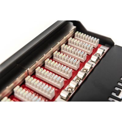 7. Digitus Patchpanel 10'' 12x RJ45, LSA-Level, Cat.6A, geschirmt, 1 HE, schwarz, Kabelführung