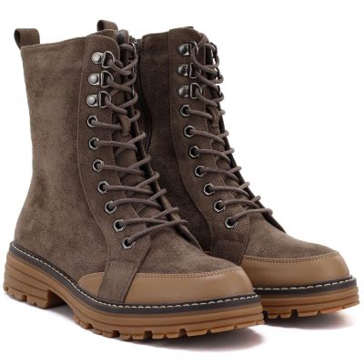4. Damen-Arbeitsstiefel aus Wildleder, braun, M.Daszyński SA259-4