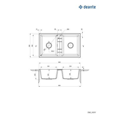 4. Deante Eridan 2-Becken-Spüle ohne Abtropffläche ZQE_S203