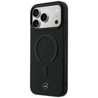 2. Mercedes Leder-3D-MagSafe-Hülle für iPhone 18 Pro Max / 17 Pro Max – Schwarz