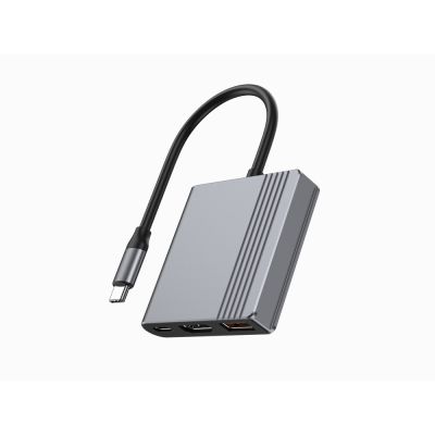 8. GEMBIRD 3-IN-1 USB-C-Multiadapter (USB-Anschluss + HDMI + USB-C-Video), Grau