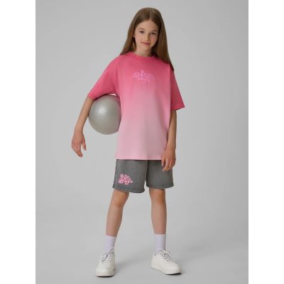4. Locker geschnittenes Mädchen-T-Shirt mit Aufdruck 4F 4FJRSS26TTSHF4186-90A