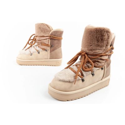 8. D.Franklin Damen Winter Schneestiefel, modisches Fellfutter, braun beige hoch